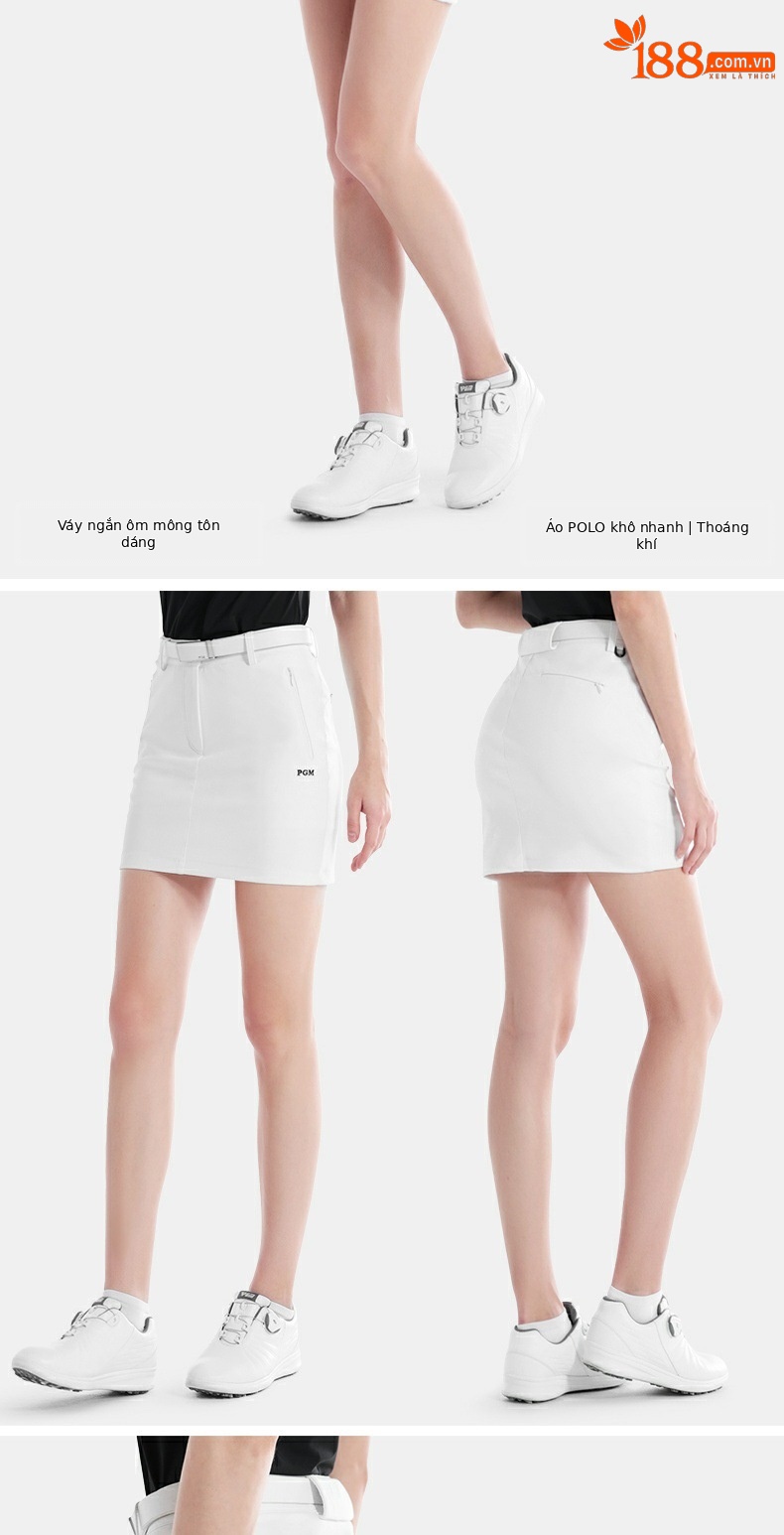 Váy golf nữ PGM mùa hè dáng ngắn ôm hông thể thao — QZ098 [váy ôm hông] màu xanh nước biển, QZ098 [váy ôm hông] kaki, QZ098 [váy ôm hông] màu đen, QZ098 [váy ôm hông] màu trắng chi tiết 8