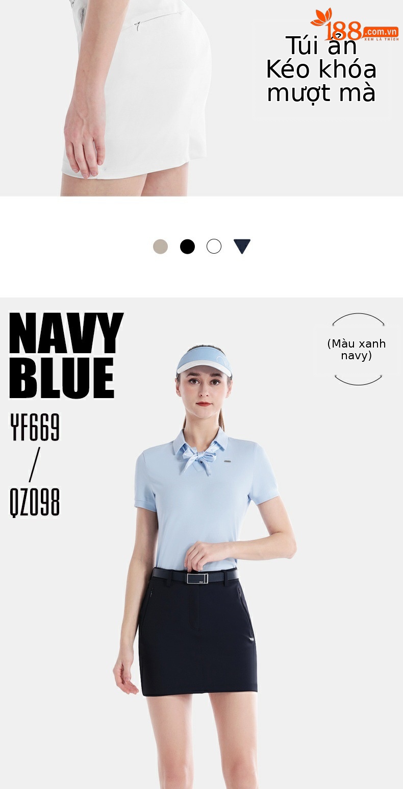 Váy golf nữ PGM mùa hè dáng ngắn ôm hông thể thao — QZ098 [váy ôm hông] màu xanh nước biển, QZ098 [váy ôm hông] kaki, QZ098 [váy ôm hông] màu đen, QZ098 [váy ôm hông] màu trắng chi tiết 9