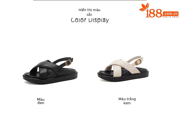 Sandal hở ngón đế dày thường ngày cho nữ – giày đi biển đế bằng hở ngón thời trang đơn giản — Màu đen chi tiết 5