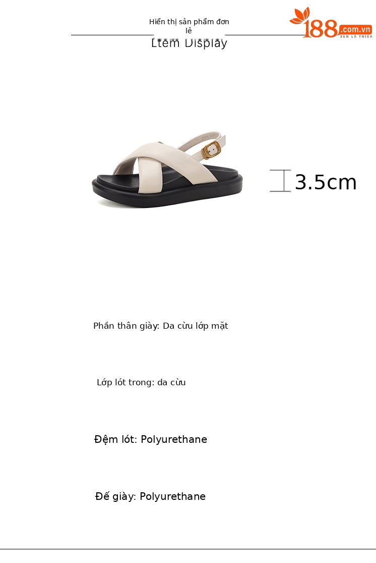 Sandal hở ngón đế dày thường ngày cho nữ – giày đi biển đế bằng hở ngón thời trang đơn giản — Màu đen chi tiết 4