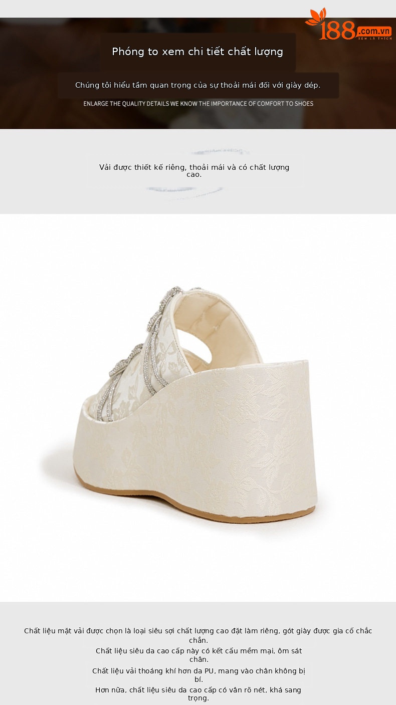 Sandal nữ quai chữ V đế TPU mềm mại, phong cách Trung Hoa thêu hoa — Len tinh khiết, Xanh lá, Đen chi tiết 5