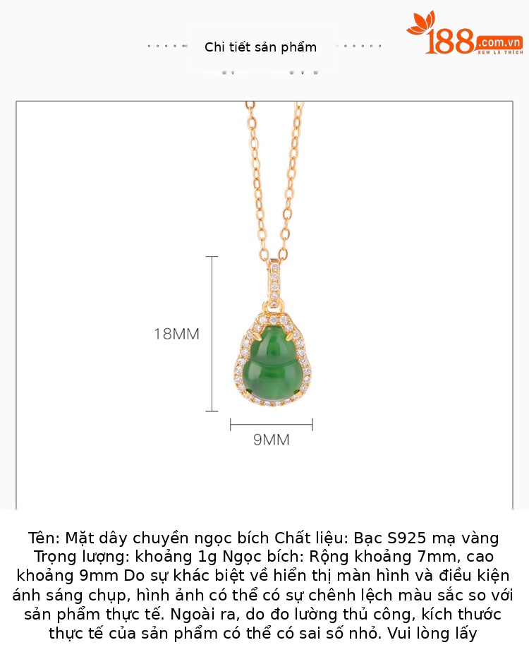 Mặt dây chuyền bạc S925 mạ vàng hình hươu bạc ngọc bích phong cách retro — Kiểu Bạc (không có dây chuyền) chi tiết 2