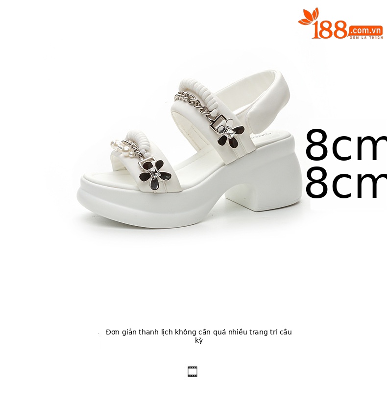 Sandal nữ đế dày gót chunky phong cách Chanel mới hè 2026 — M2593 Màu đen, M2593 màu trắng, M2593 màu be chi tiết 5