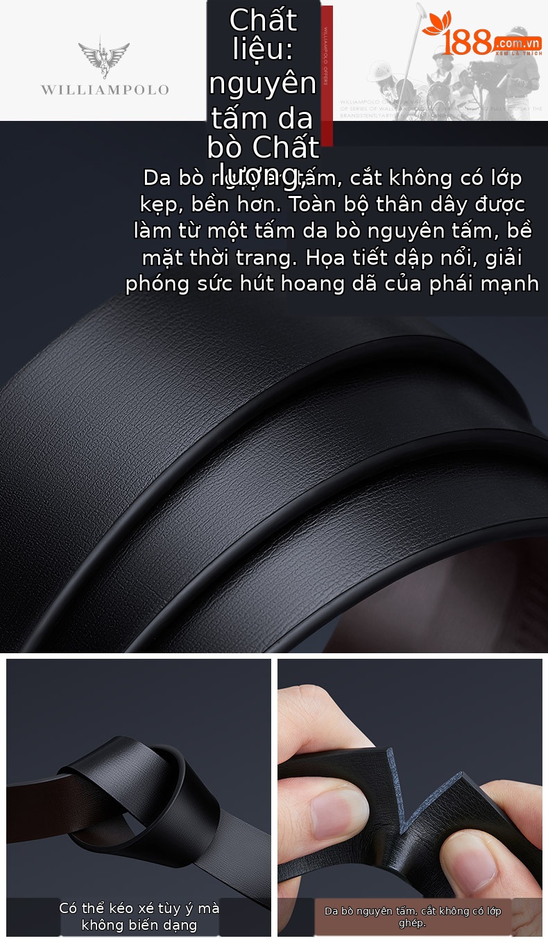 Thắt lưng da bò thật nam khóa tự động không răng, dây lưng công sở cao cấp — 120cm, 130cm, 110cm, 125cm chi tiết 7