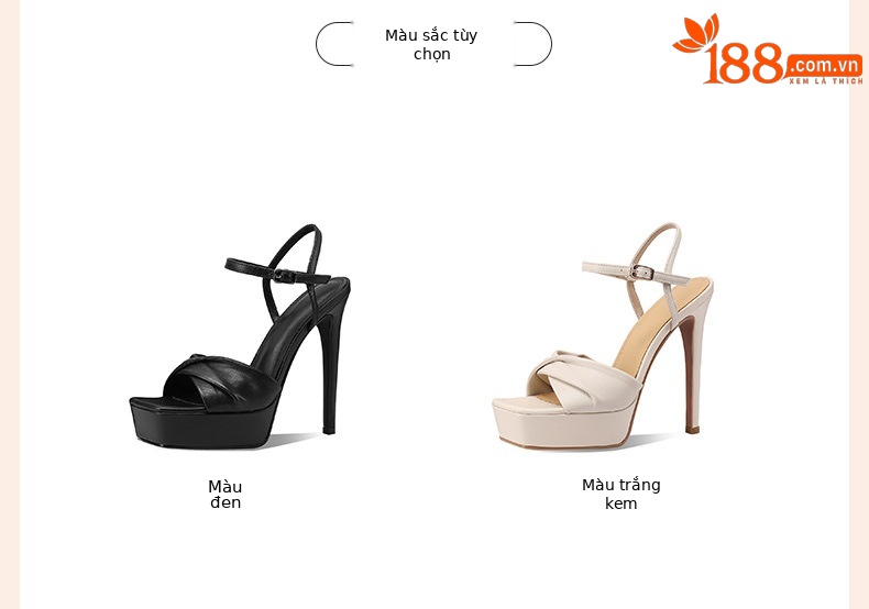 Giày sandal cao gót nữ hở mũi quai ngang mũi vuông đế platform gót 13 cm — Màu đen chi tiết 1