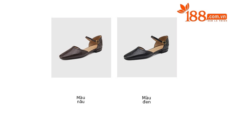Giày Mary Jane nữ da cừu mũi tròn bệt quai ngang — Màu nâu chi tiết 6