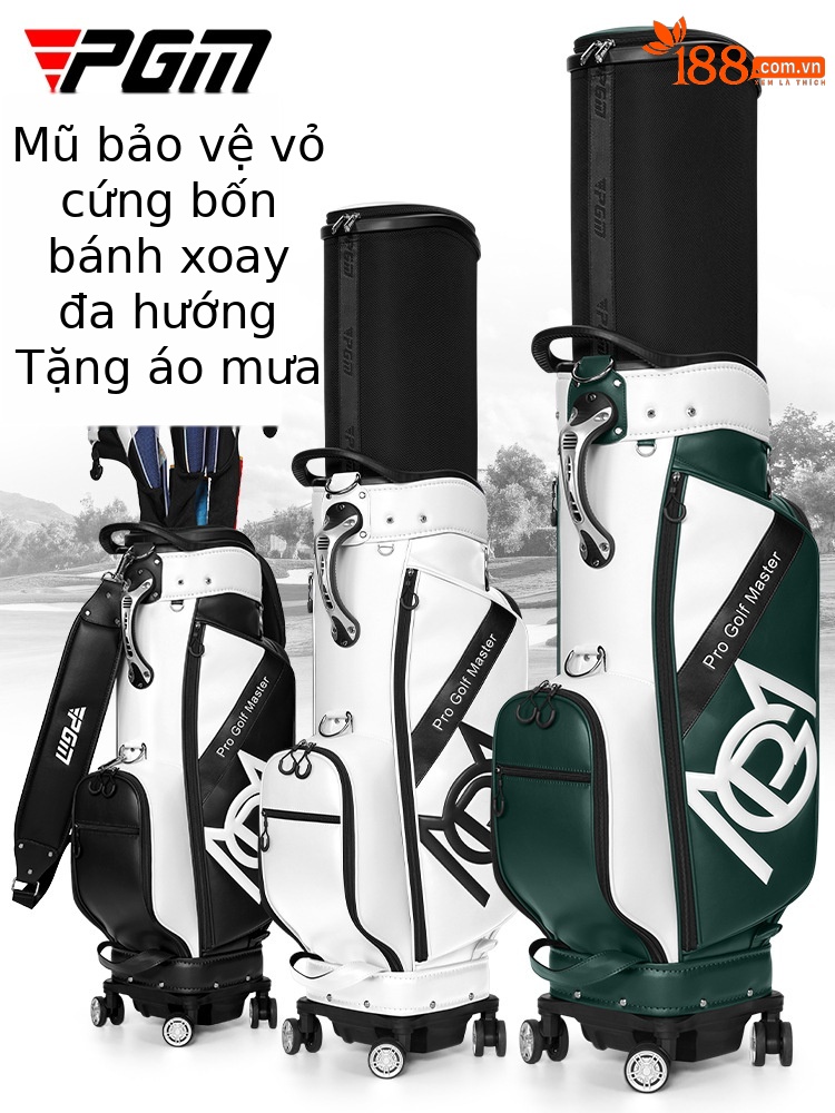 Túi đựng gậy golf PGM vỏ cứng có bánh xe kéo, cao 129 cm, chứa 13 gậy — QB157-màu trắng, QB157-Đen Trắng, QB157-Trắng xanh lục