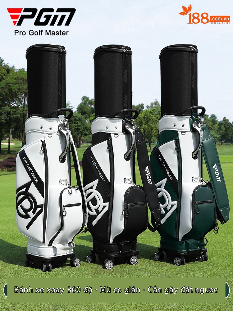 Túi đựng gậy golf PGM vỏ cứng có bánh xe kéo, cao 129 cm, chứa 13 gậy — QB157-màu trắng, QB157-Đen Trắng, QB157-Trắng xanh lục