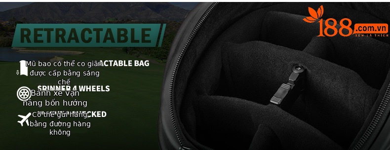 Túi đựng gậy golf PGM vỏ cứng có bánh xe kéo, cao 129 cm, chứa 13 gậy — QB157-màu trắng, QB157-Đen Trắng, QB157-Trắng xanh lục chi tiết 3