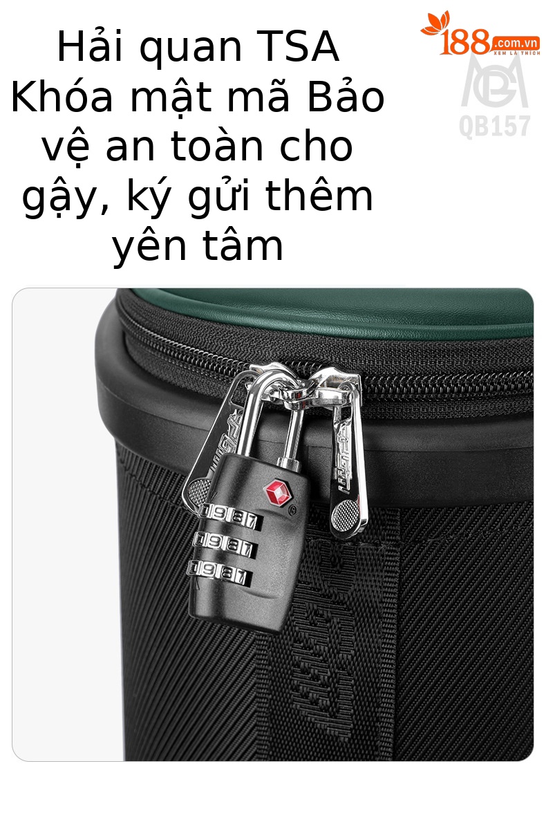 Túi đựng gậy golf PGM vỏ cứng có bánh xe kéo, cao 129 cm, chứa 13 gậy — QB157-màu trắng, QB157-Đen Trắng, QB157-Trắng xanh lục chi tiết 6