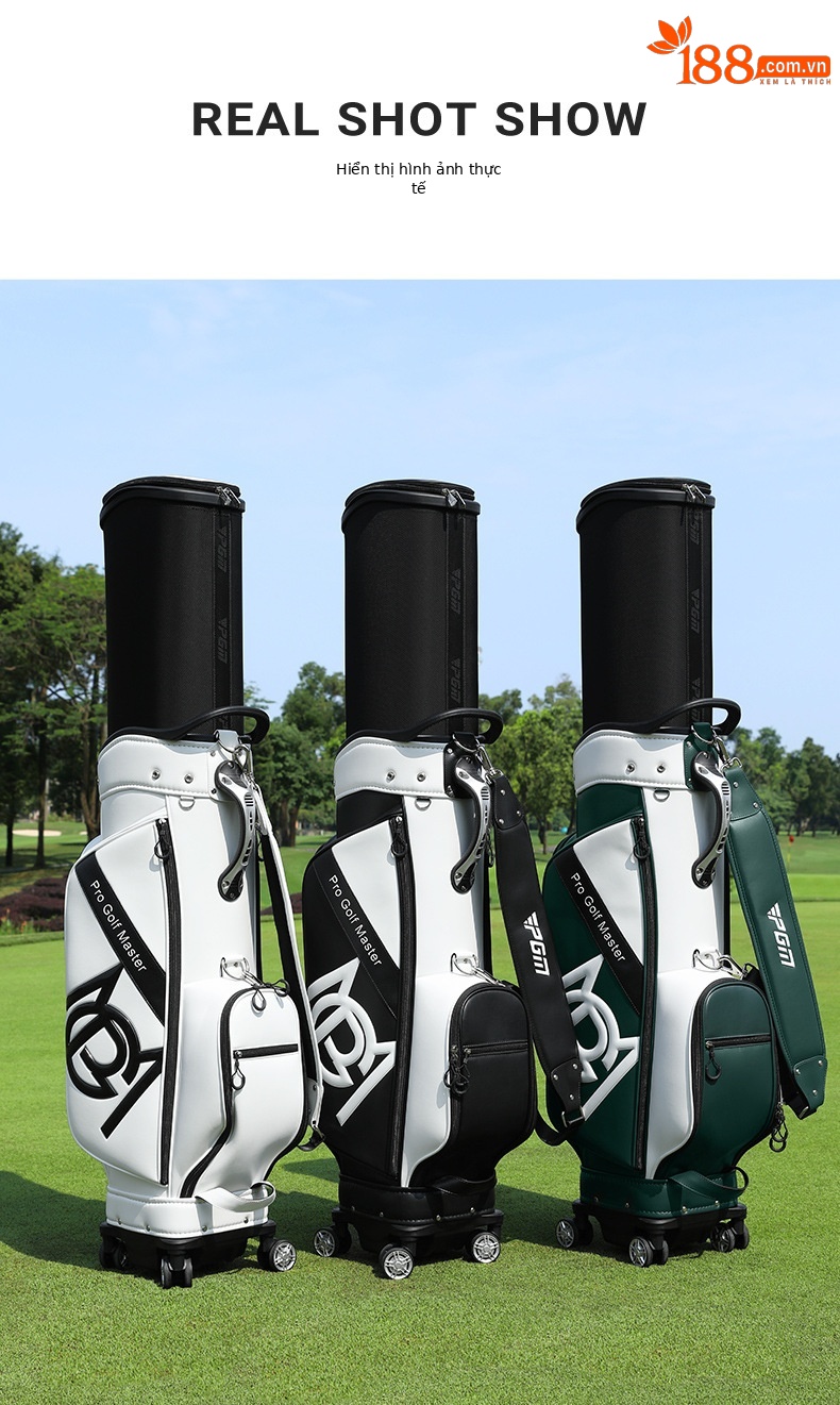 Túi đựng gậy golf PGM vỏ cứng có bánh xe kéo, cao 129 cm, chứa 13 gậy — QB157-màu trắng, QB157-Đen Trắng, QB157-Trắng xanh lục chi tiết 10