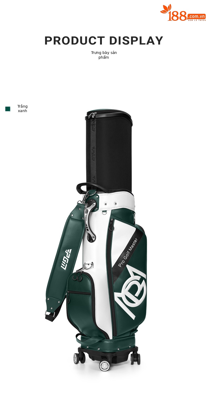 Túi đựng gậy golf PGM vỏ cứng có bánh xe kéo, cao 129 cm, chứa 13 gậy — QB157-màu trắng, QB157-Đen Trắng, QB157-Trắng xanh lục chi tiết 21