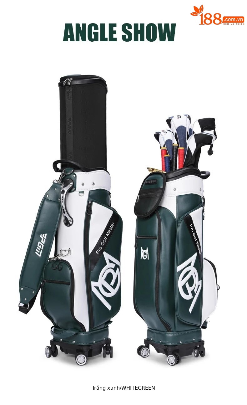 Túi đựng gậy golf PGM vỏ cứng có bánh xe kéo, cao 129 cm, chứa 13 gậy — QB157-màu trắng, QB157-Đen Trắng, QB157-Trắng xanh lục chi tiết 30