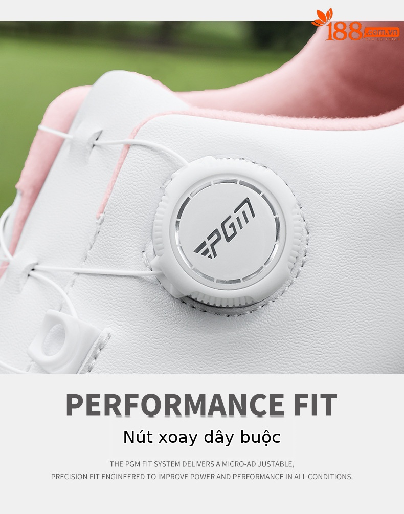 Giày golf nữ PGM chống thấm nước, núm vặn, đế foam êm — XZ353-xanh macaron, XZ353-Anh Đào tuyết trắng, XZ353-Hoa anh đào rơi Hồng chi tiết 17