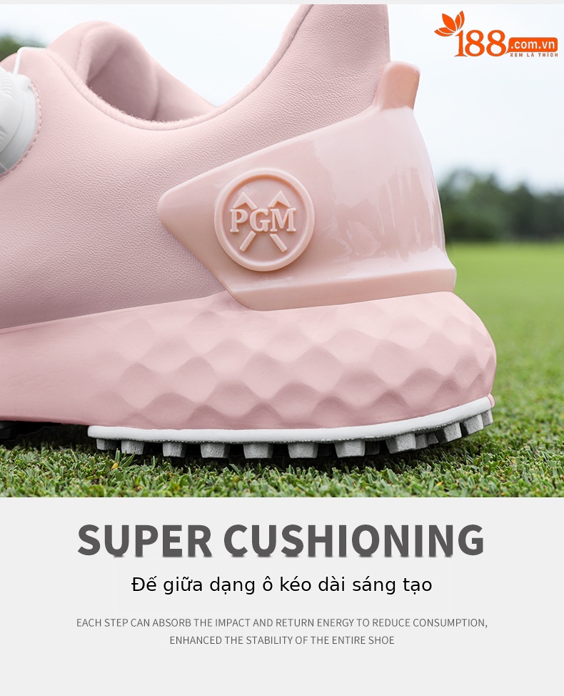 Giày golf nữ PGM chống thấm nước, núm vặn, đế foam êm — XZ353-xanh macaron, XZ353-Anh Đào tuyết trắng, XZ353-Hoa anh đào rơi Hồng chi tiết 20