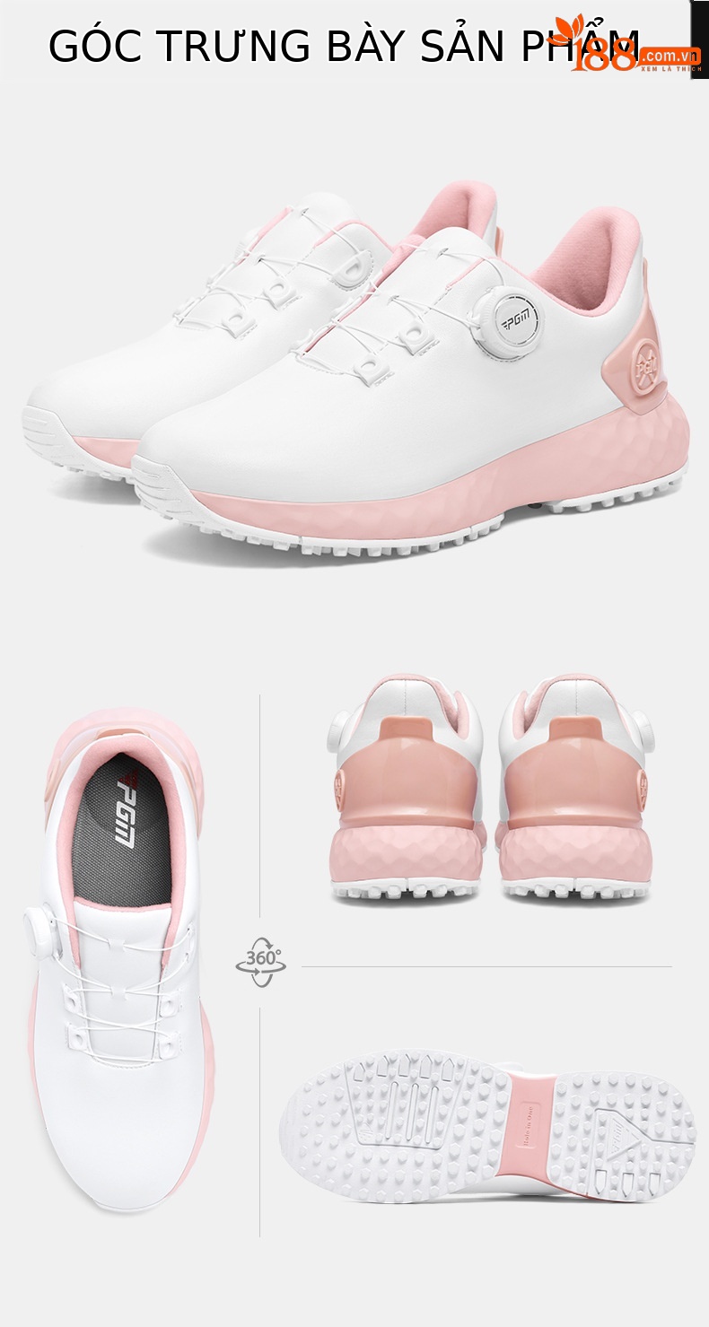Giày golf nữ PGM chống thấm nước, núm vặn, đế foam êm — XZ353-xanh macaron, XZ353-Anh Đào tuyết trắng, XZ353-Hoa anh đào rơi Hồng chi tiết 22