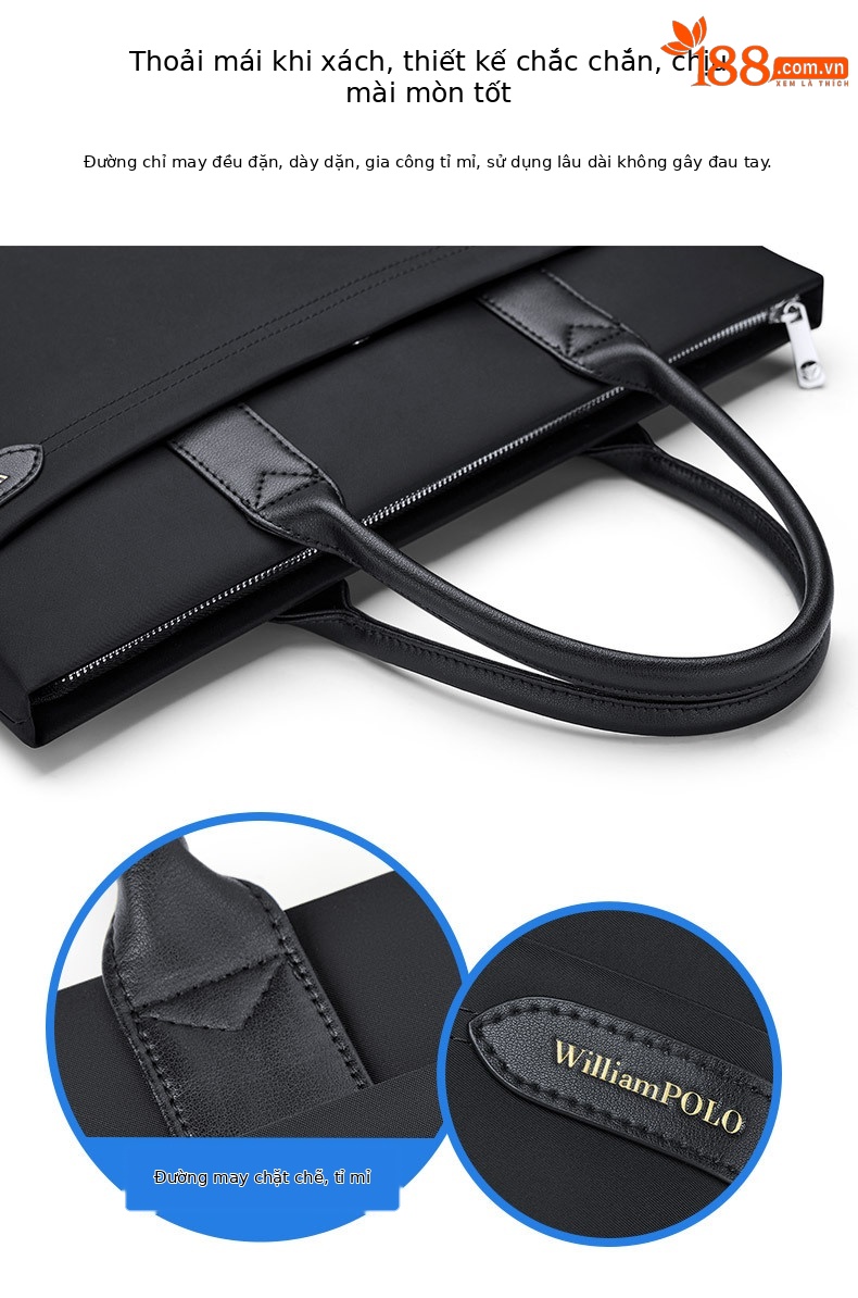 Túi đựng tài liệu cầm tay nam công sở cao cấp dung tích lớn, đệm laptop chi tiết 4