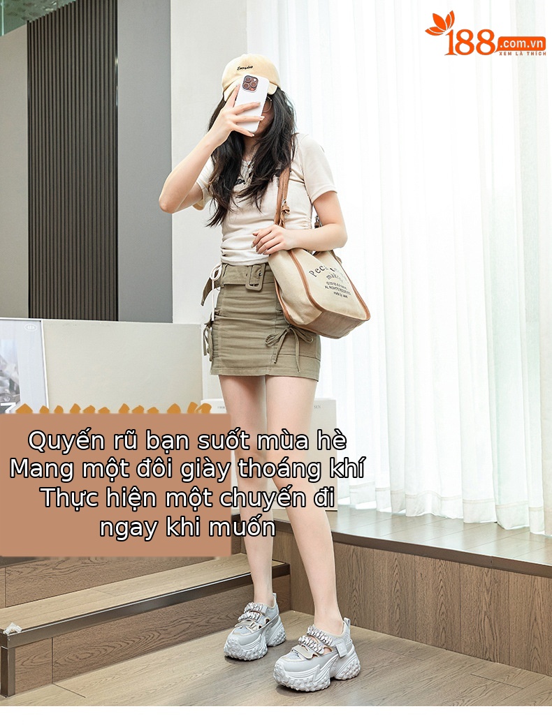 Giày sneaker nữ đế dày lưới rỗng đính đá thoáng khí thời trang đa năng — M2598 màu trắng, M2598 màu xám chi tiết 1