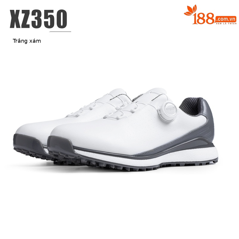 Giày golf nam PGM chống nước, đế bọt siêu nhẹ, đinh chống trượt — XZ350-Xám Trắng