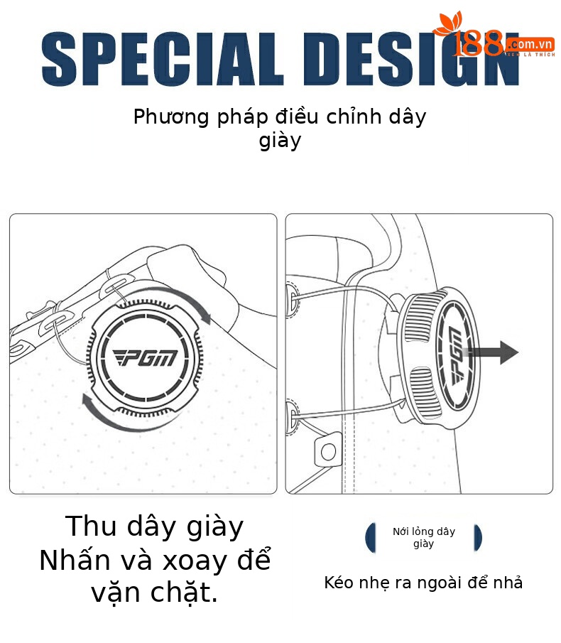 Giày golf nam PGM chống nước, đế bọt siêu nhẹ, đinh chống trượt — XZ350-Xám Trắng chi tiết 7