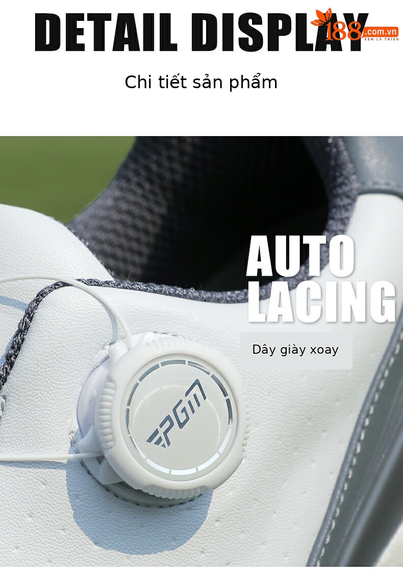 Giày golf nam PGM chống nước, đế bọt siêu nhẹ, đinh chống trượt — XZ350-Xám Trắng chi tiết 12