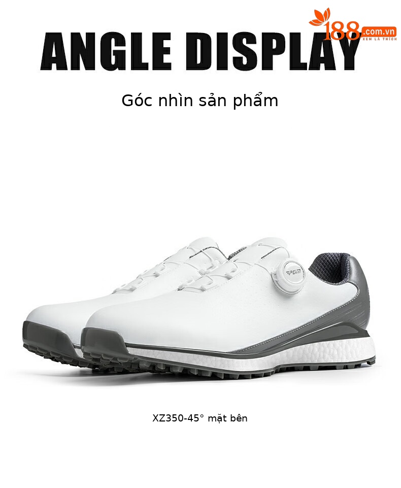 Giày golf nam PGM chống nước, đế bọt siêu nhẹ, đinh chống trượt — XZ350-Xám Trắng chi tiết 15