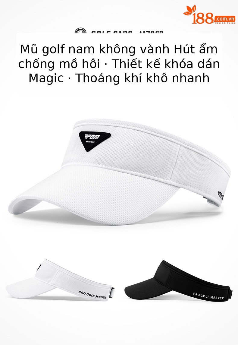 Mũ golf nam không đỉnh chống nắng, thấm mồ hôi, thoáng khí, có thể điều chỉnh — MZ063-màu trắng, MZ063-Đen chi tiết 2