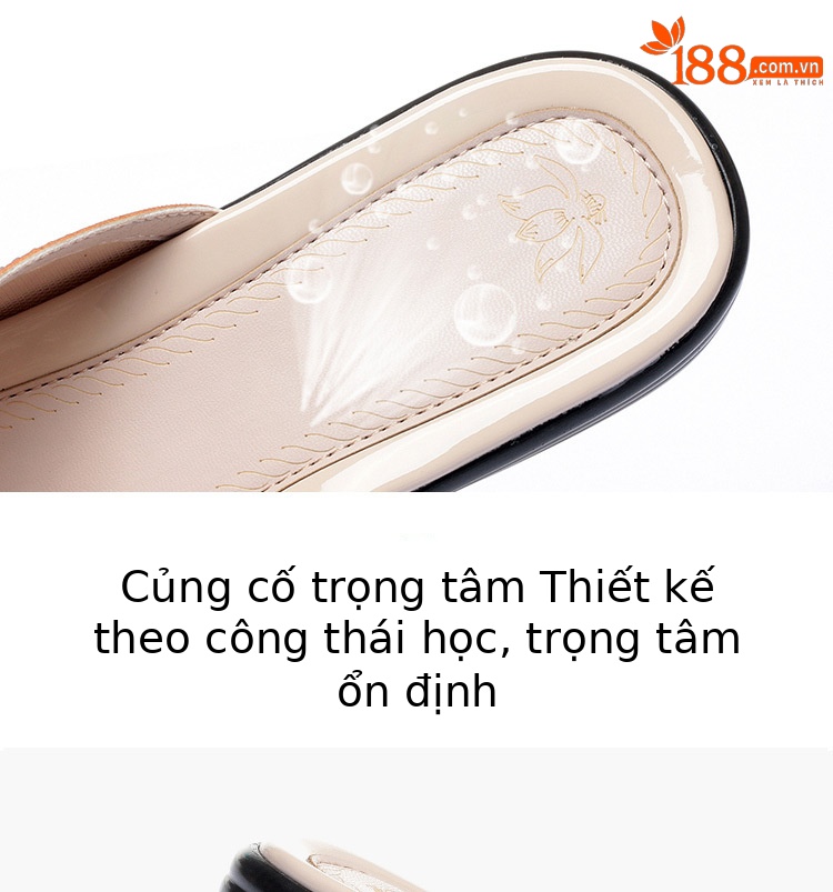 Dép xỏ ngón nữ đế bệt da thật mềm chống trượt mùa hè — Màu vàng chi tiết 4