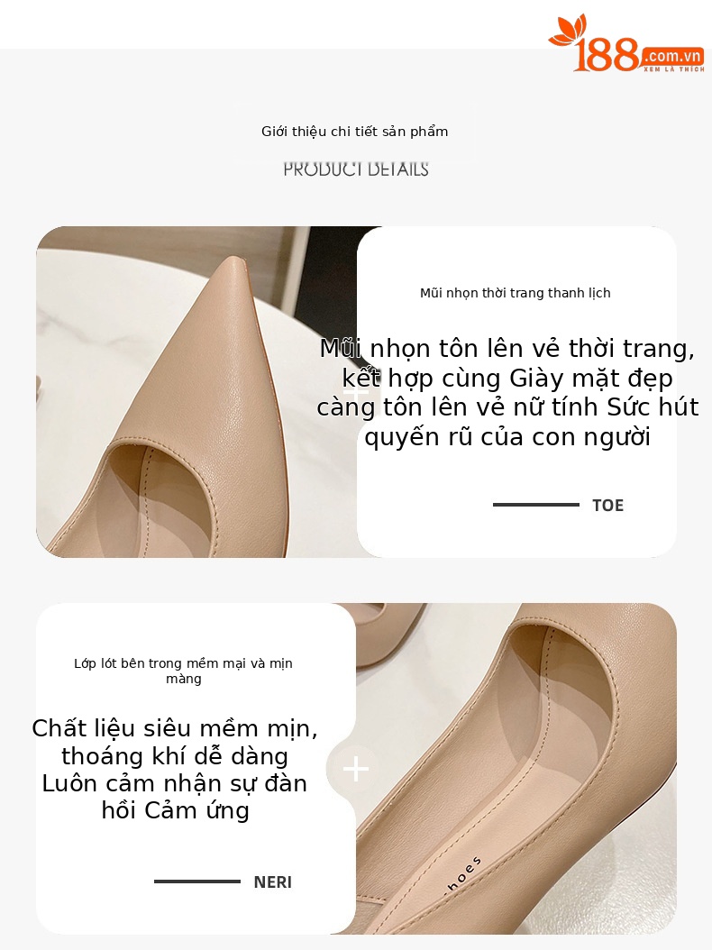 Giày cao gót nữ mũi nhọn gót 9 cm đi làm công sở — 988-3 đen 9cm chi tiết 2