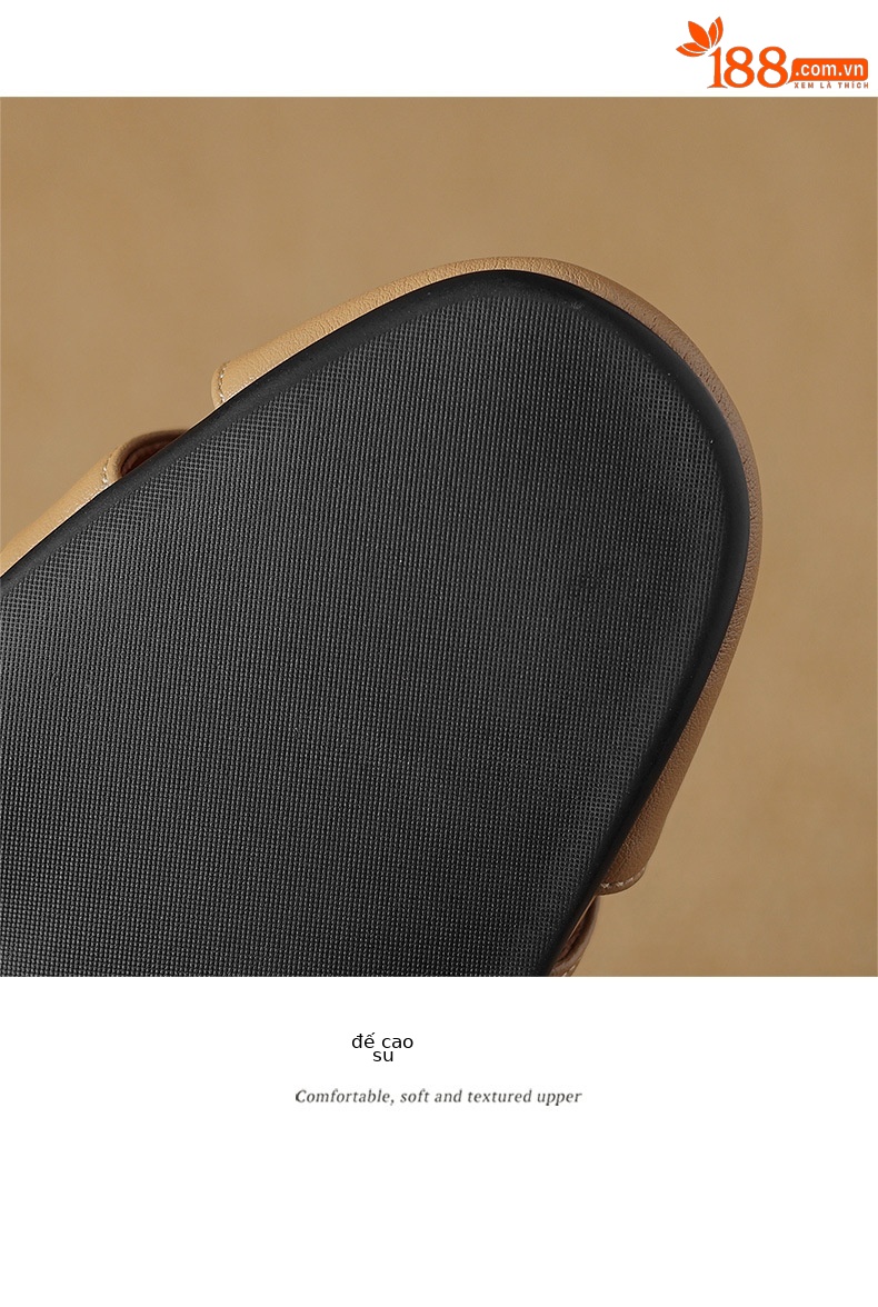 Sandal nữ bít mũi khóa chữ T phong cách La Mã cổ điển, gót thấp — Màu trắng be chi tiết 18