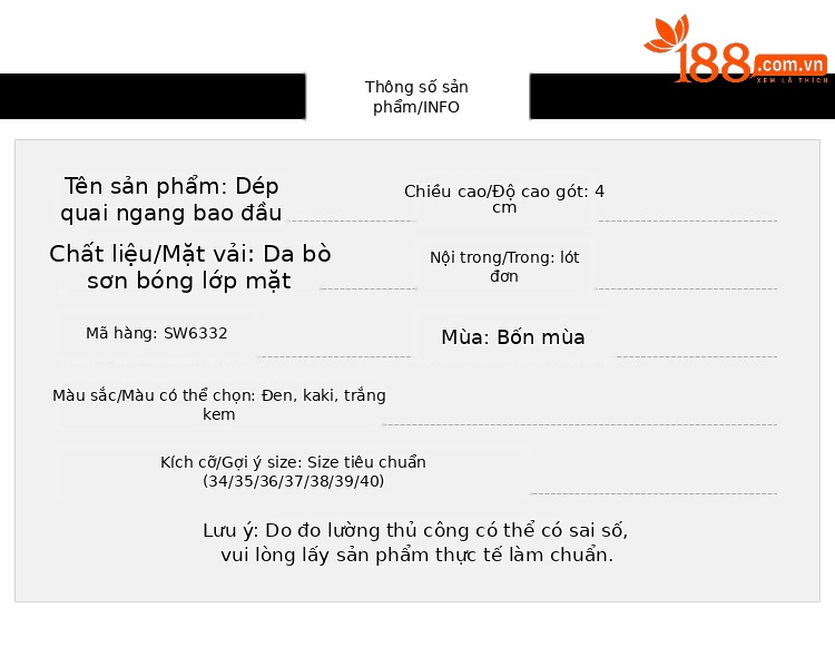 Sandal bít mũi nữ da sáng chế mũi tròn gót thô vừa phải — Màu đen chi tiết 6