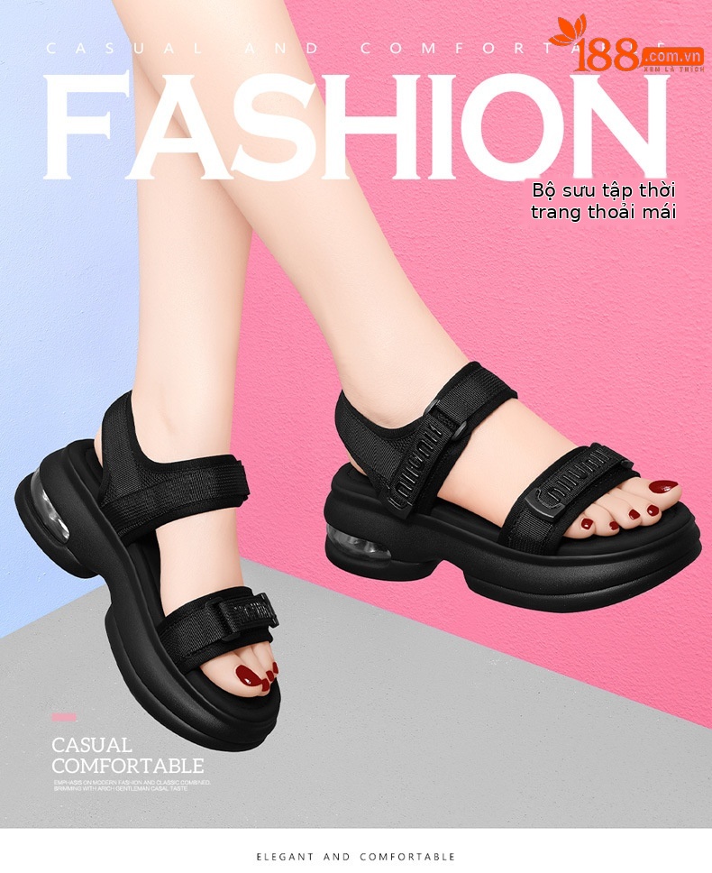 Sandal nữ quai chữ V đế dày thoáng khí mùa hè — 2001 màu đen, Màu be 2001 chi tiết 3