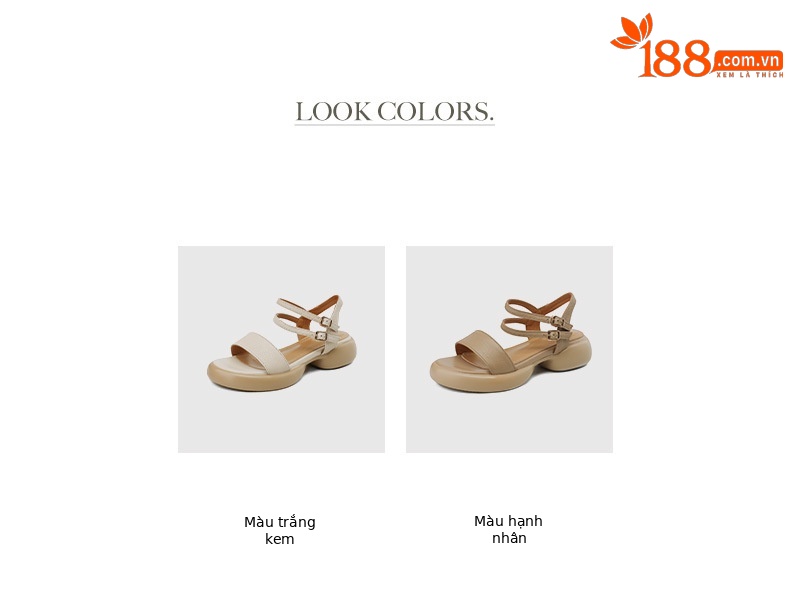 Sandal nữ hở mũi quai ngang gót vuông đế dày da cừu — Màu trắng be chi tiết 6