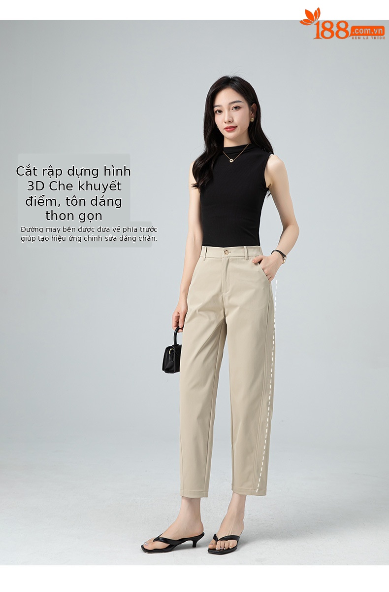 Quần culottes nữ ống rộng dáng suông, vải mỏng nhẹ chống nhăn, ủi tay thoải mái — Phấn hoa anh đào (phù hợp với thân hình quả táo) chi tiết 10