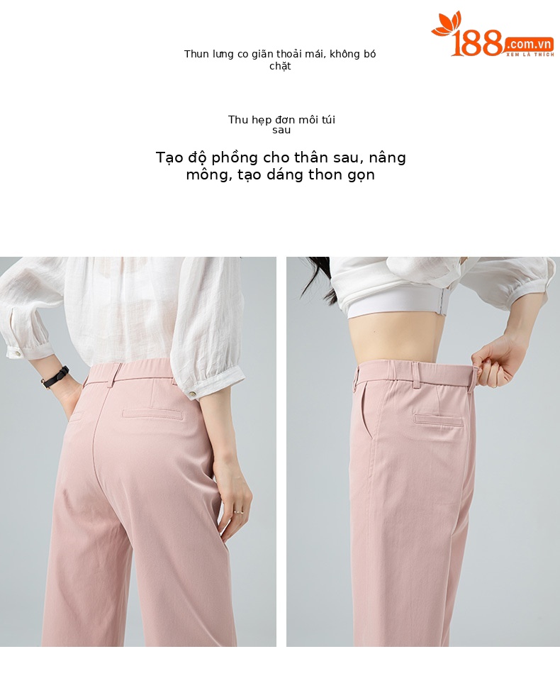 Quần culottes nữ ống rộng dáng suông, vải mỏng nhẹ chống nhăn, ủi tay thoải mái — Phấn hoa anh đào (phù hợp với thân hình quả táo) chi tiết 12