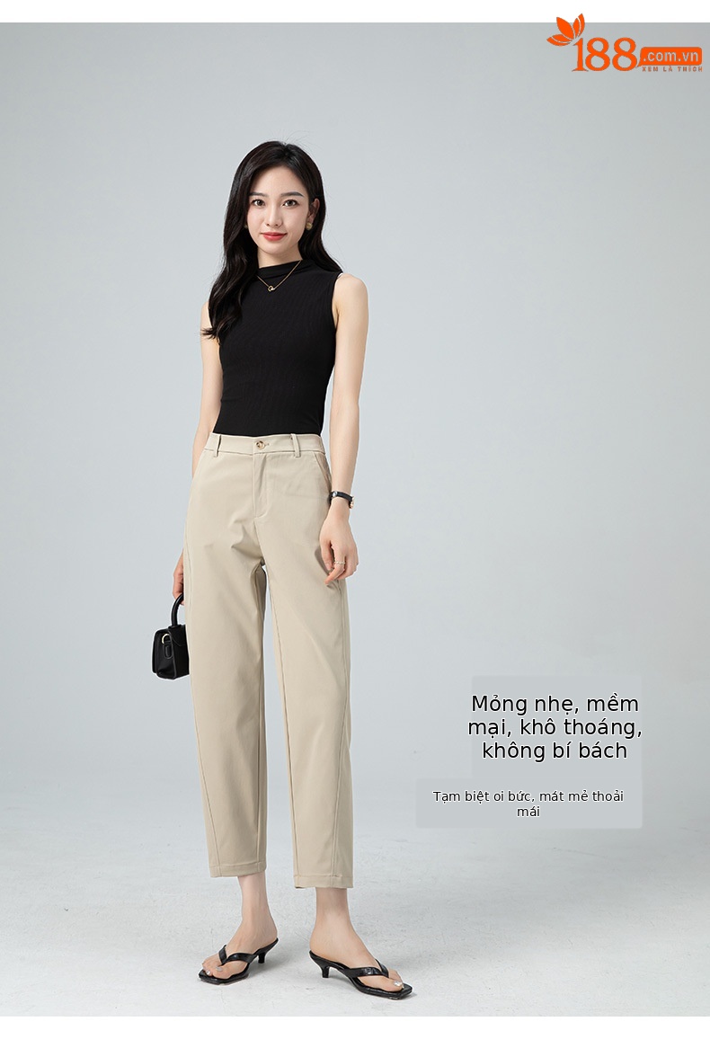 Quần culottes nữ ống rộng dáng suông, vải mỏng nhẹ chống nhăn, ủi tay thoải mái — Phấn hoa anh đào (phù hợp với thân hình quả táo) chi tiết 13