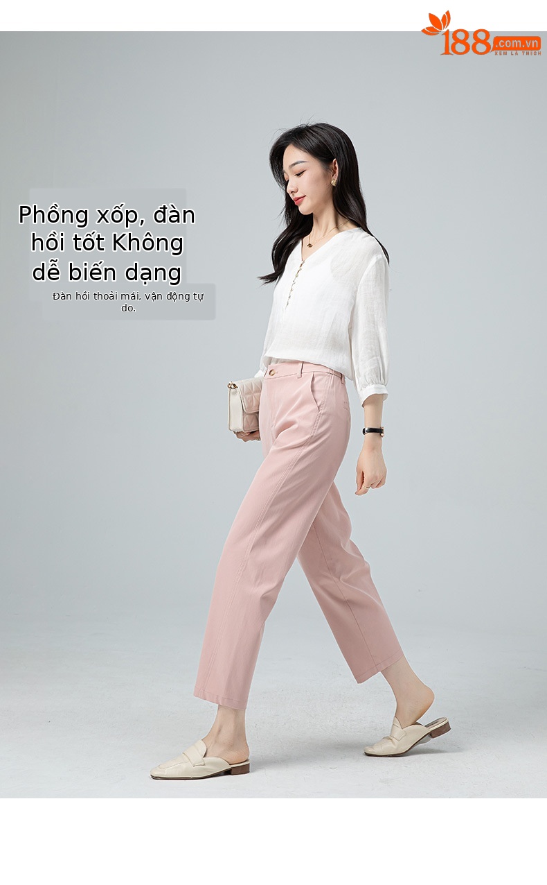 Quần culottes nữ ống rộng dáng suông, vải mỏng nhẹ chống nhăn, ủi tay thoải mái — Phấn hoa anh đào (phù hợp với thân hình quả táo) chi tiết 14