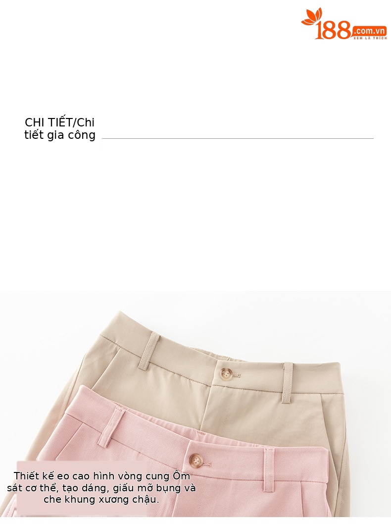 Quần culottes nữ ống rộng dáng suông, vải mỏng nhẹ chống nhăn, ủi tay thoải mái — Phấn hoa anh đào (phù hợp với thân hình quả táo) chi tiết 15