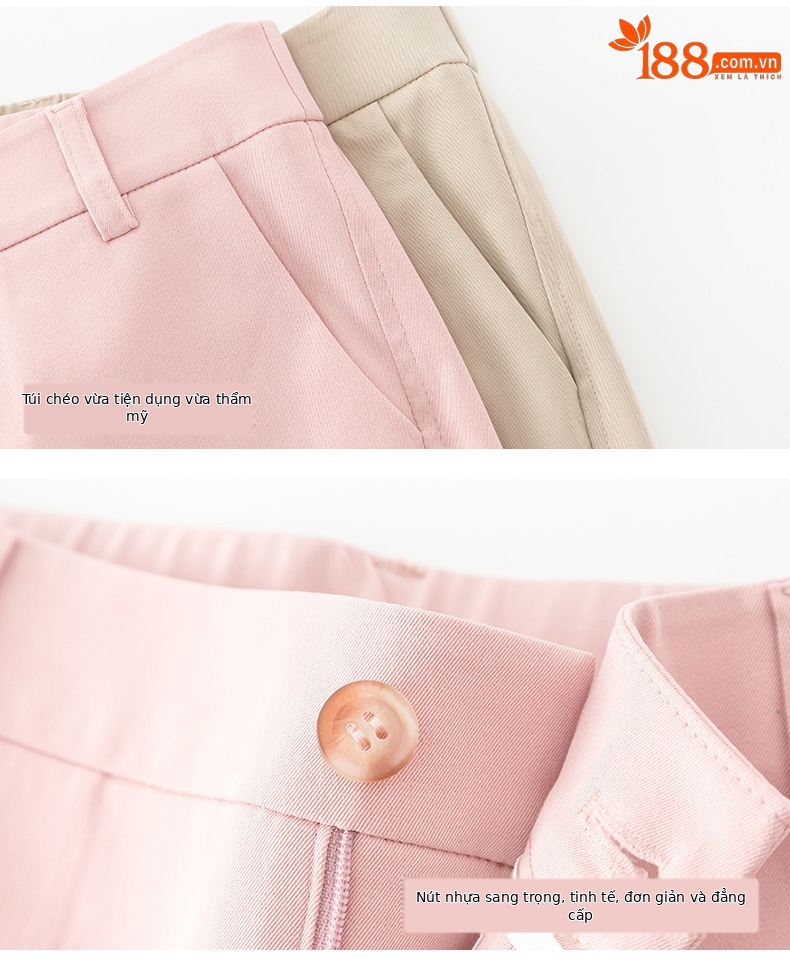 Quần culottes nữ ống rộng dáng suông, vải mỏng nhẹ chống nhăn, ủi tay thoải mái — Phấn hoa anh đào (phù hợp với thân hình quả táo) chi tiết 16