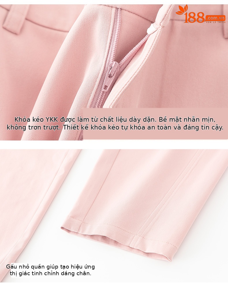 Quần culottes nữ ống rộng dáng suông, vải mỏng nhẹ chống nhăn, ủi tay thoải mái — Phấn hoa anh đào (phù hợp với thân hình quả táo) chi tiết 17