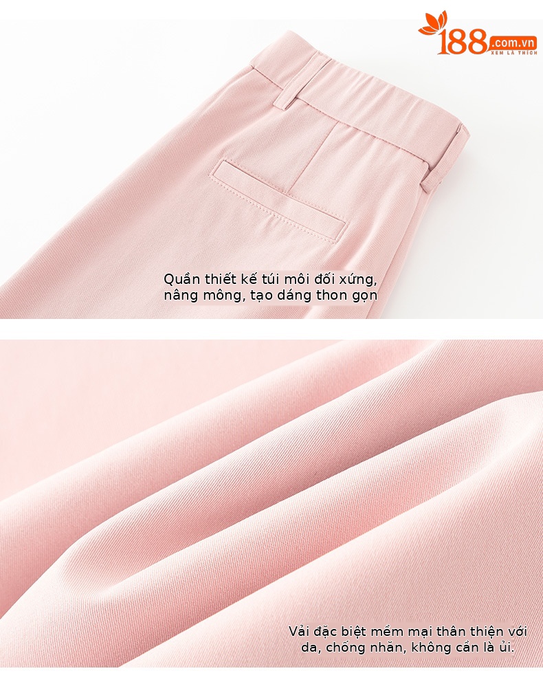Quần culottes nữ ống rộng dáng suông, vải mỏng nhẹ chống nhăn, ủi tay thoải mái — Phấn hoa anh đào (phù hợp với thân hình quả táo) chi tiết 18