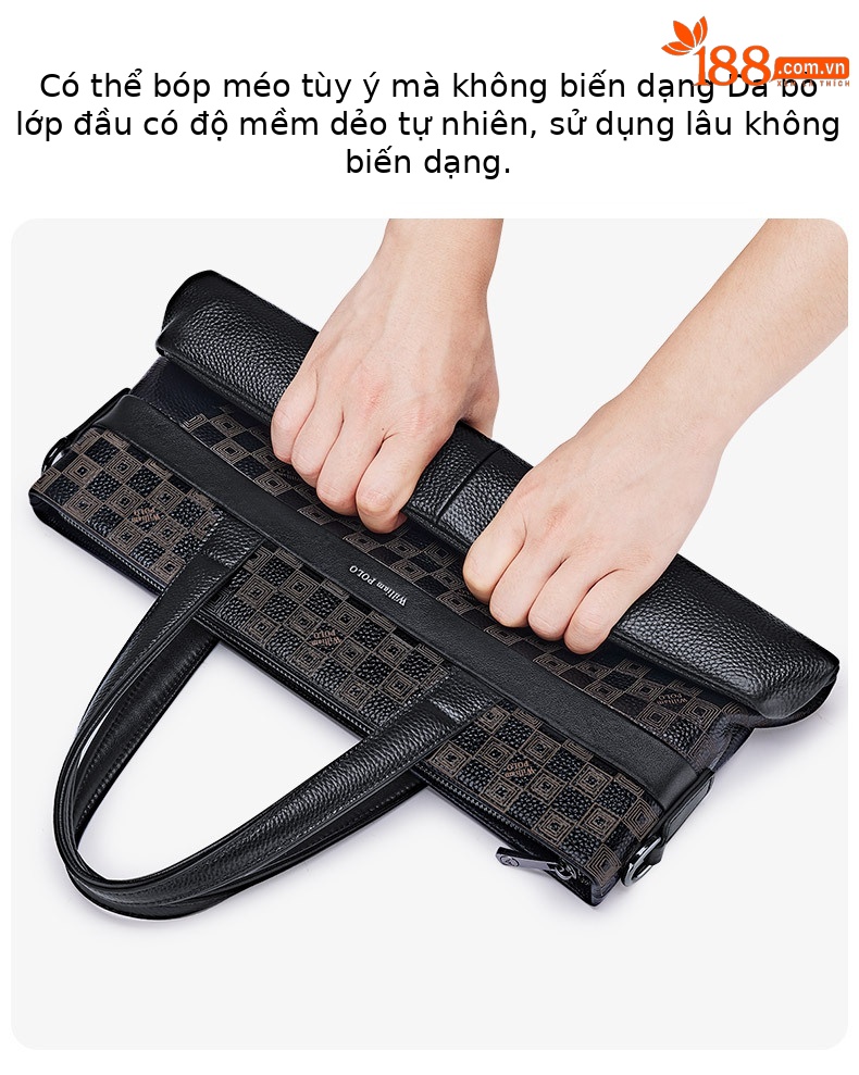 Cặp da nam công sở đựng laptop da bò thật cao cấp dung lượng lớn chi tiết 4