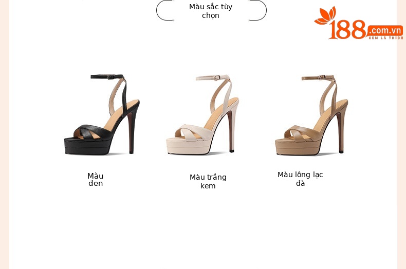 Giày cao gót nữ da thật mũi nhọn hở mũi quai khóa đơn giản gót nhọn 13 cm — Màu nâu chi tiết 3