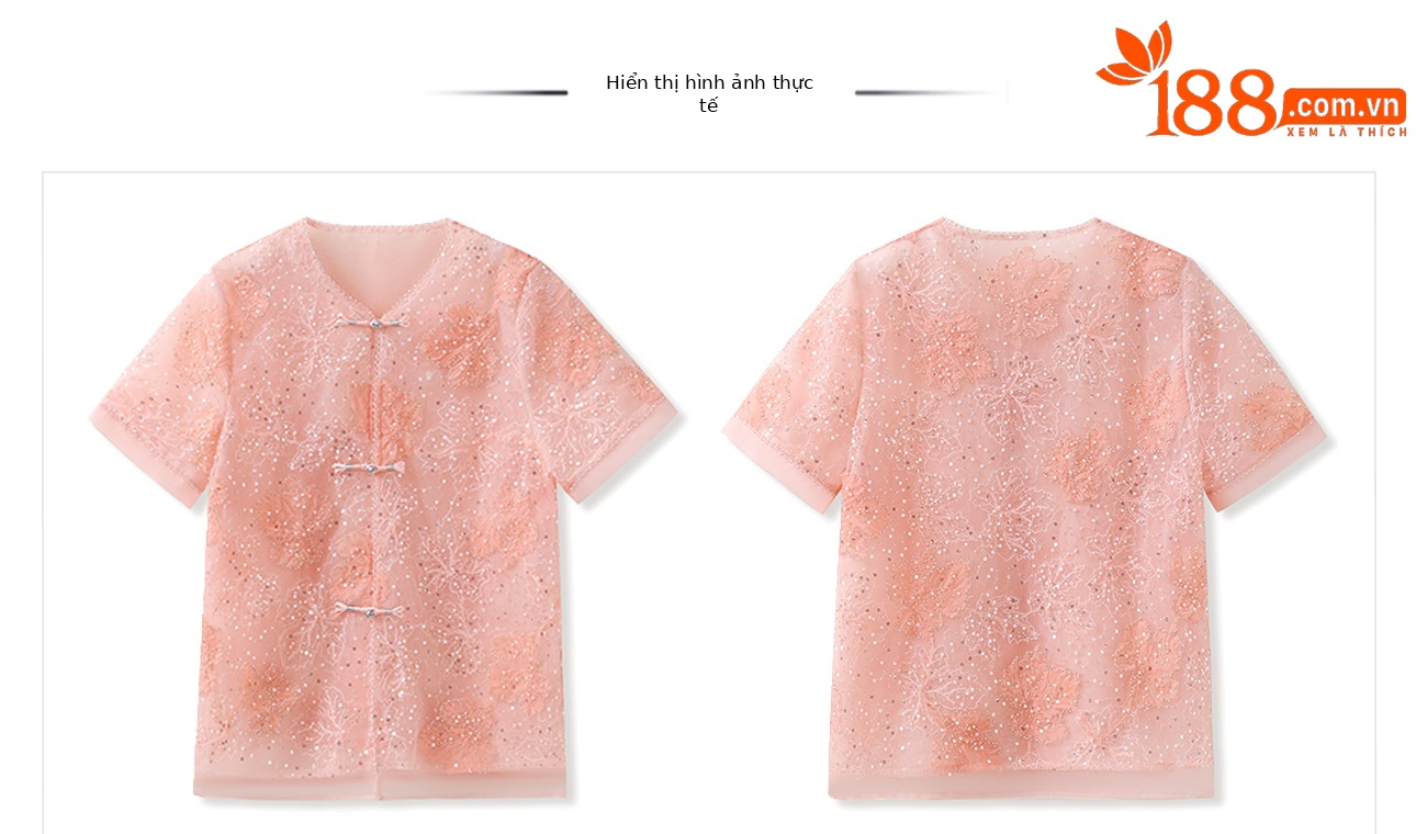 Áo thêu hoa acetate phong cách Trung Quốc mới mùa hè 2026, đính sequin và hạt cườm nặng — Áo màu hồng chi tiết 4