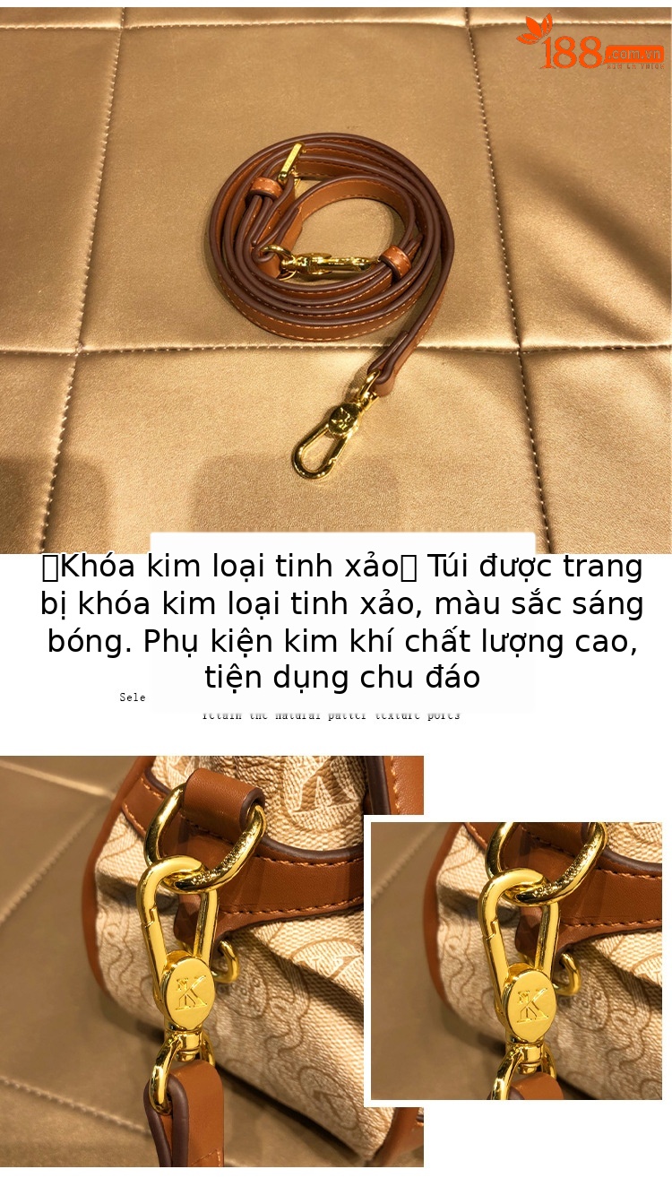 Túi xách tay nữ da vuông nhỏ cao cấp, quai xách tay kèm dây đeo chéo — Màu be, vé mua sắm mã chống hàng giả, 501-5365D chữ cái, mã chống hàng giả vé mua sắm chi tiết 5