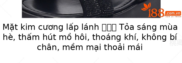 Dép sandal nữ đế xuồng quai chữ V đính đá bạc — Màu đen chi tiết 9