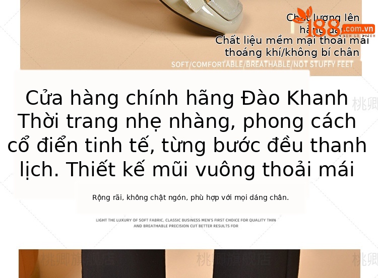 Sandal nữ quai ngang mũi kín da bóng gót thấp đế mềm — Màu đen chi tiết 6