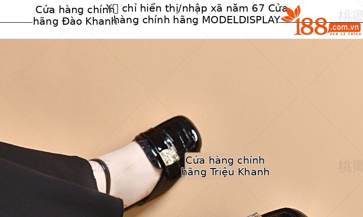 Sandal nữ quai ngang mũi kín da bóng gót thấp đế mềm — Màu đen chi tiết 11