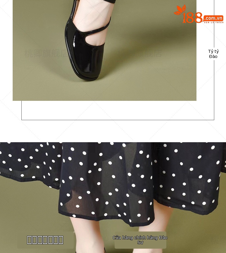 Dép sandal nữ mũi vuông gót vuông da bóng đế mềm gót trung bình — Màu đen chi tiết 9