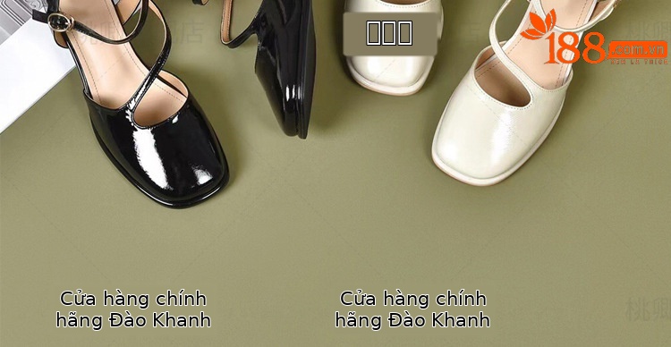Dép sandal nữ mũi vuông gót vuông da bóng đế mềm gót trung bình — Màu đen chi tiết 15